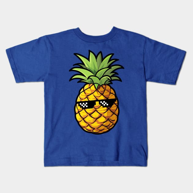 Funny Pineapple with Sunglasses Kids T-Shirt by Illustradise